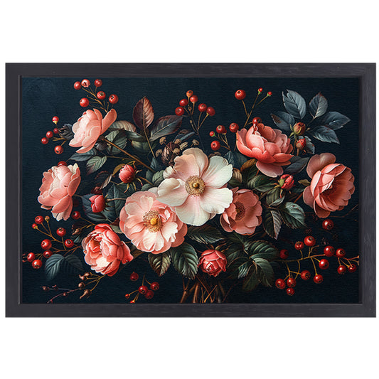 Abstract Bloemen in Roze Tinten canvas met baklijst