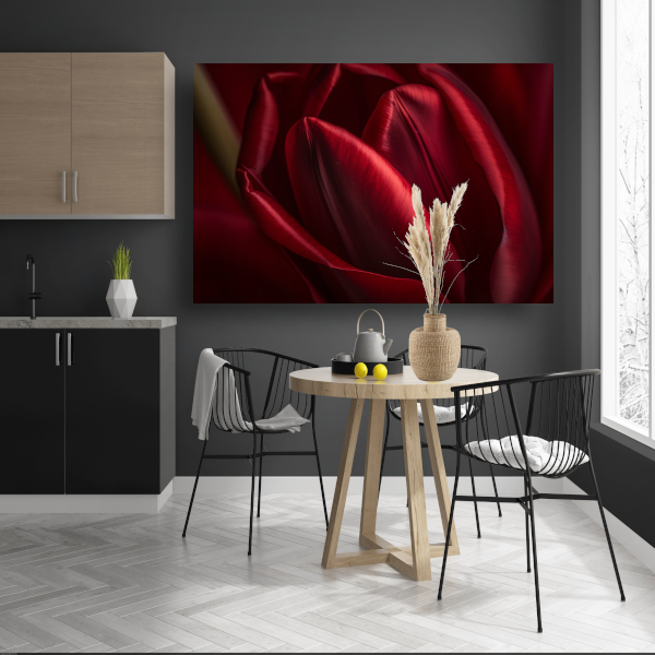 Close-up van rode bloem in donkere achtergrond canvas met baklijst