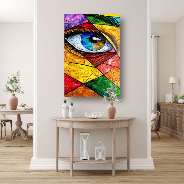 Abstract van een oog in veel kleuren poster