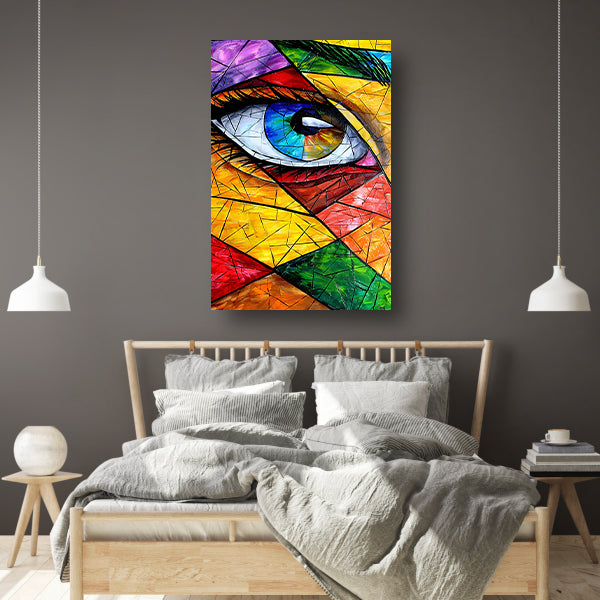 Abstract van een oog in veel kleuren poster