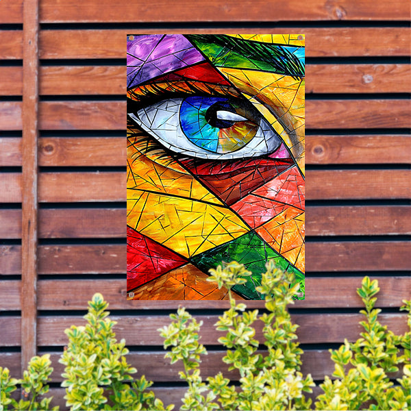 Abstract van een oog in veel kleuren tuinposter