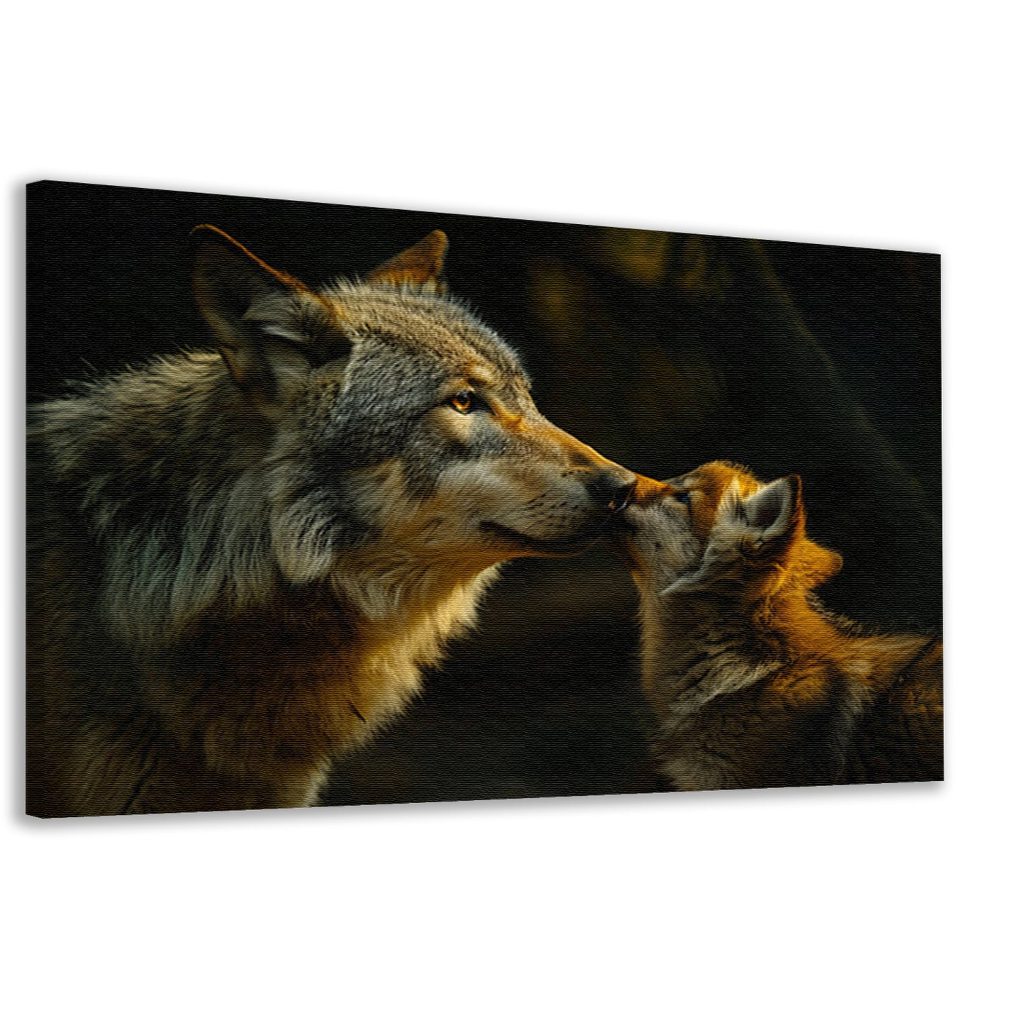 Intiem moment tussen wolven in het bos canvas