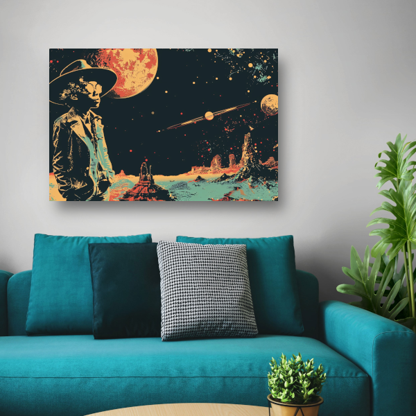 Astronaut in Ruimte met Rode Planetaire Achtergrond poster