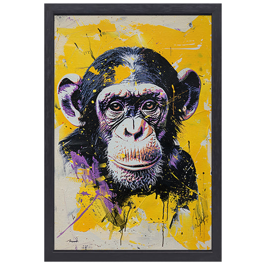 Kleurrijk popart schilderij van een aap canvas met baklijst