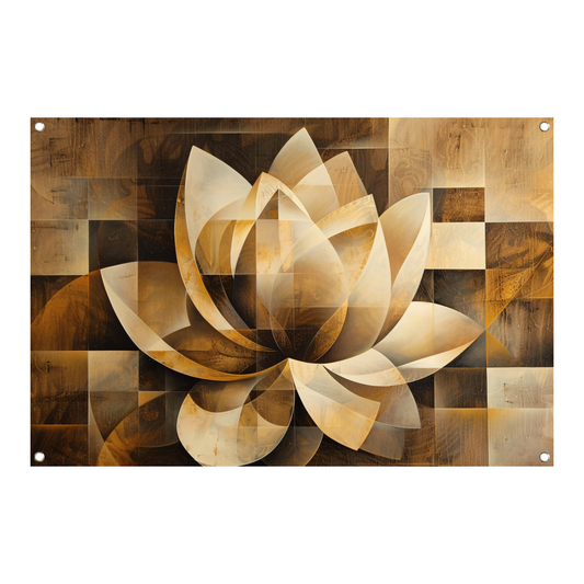 Abstracte Sepia Lotus Kunstwerk tuinposter
