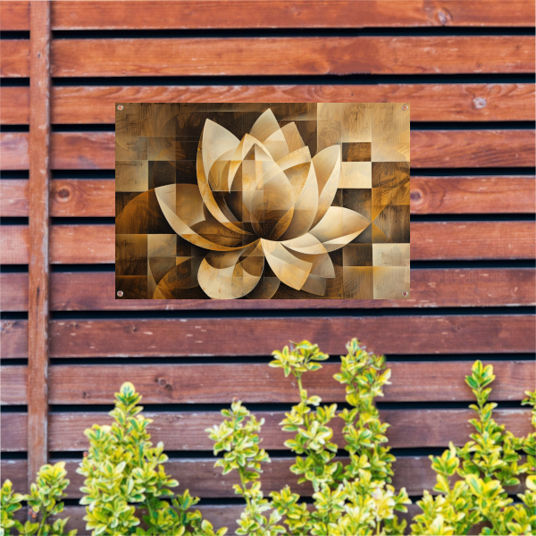 Abstracte Sepia Lotus Kunstwerk tuinposter