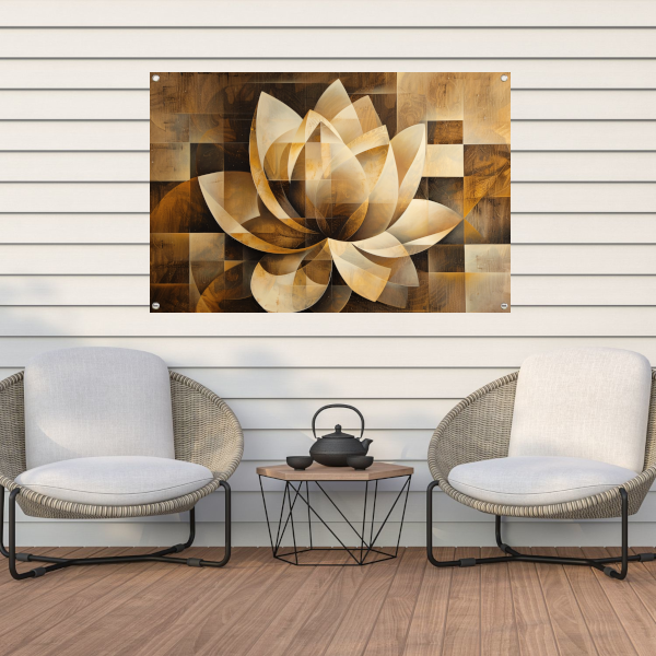 Abstracte Sepia Lotus Kunstwerk tuinposter