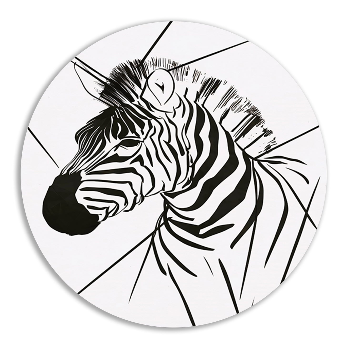 Zebra in Minimalistische Lijntekening Stijl forex muurcirkel