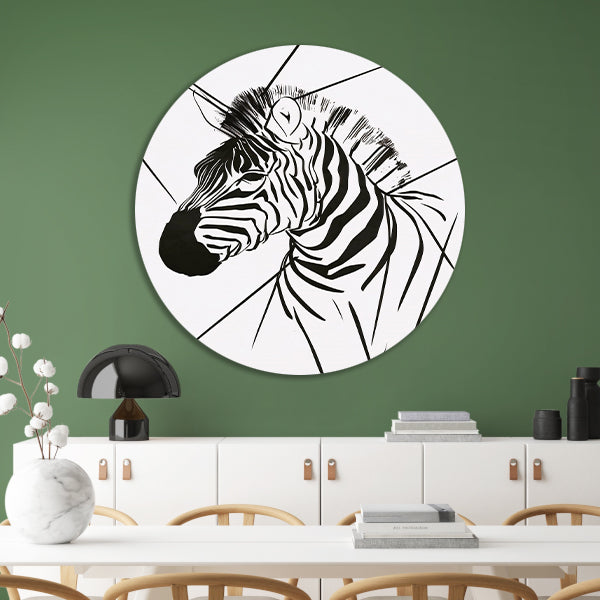 Zebra in Minimalistische Lijntekening Stijl forex muurcirkel