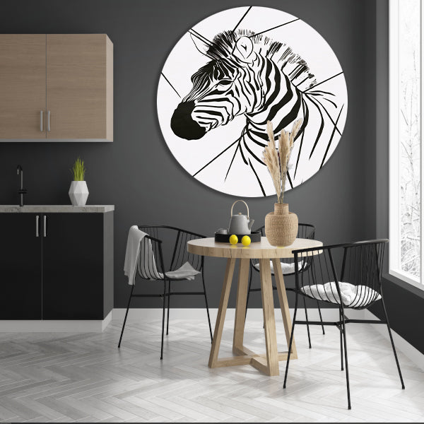 Zebra in Minimalistische Lijntekening Stijl forex muurcirkel