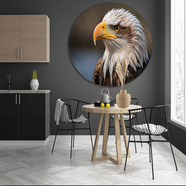 Realistisch portret van een majestueuze adelaar aluminium muurcirkel