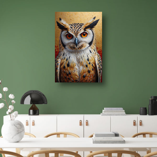 Intense Blik van een Kleurrijke Uil canvas