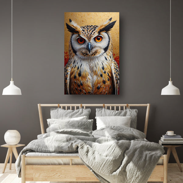 Intense Blik van een Kleurrijke Uil canvas