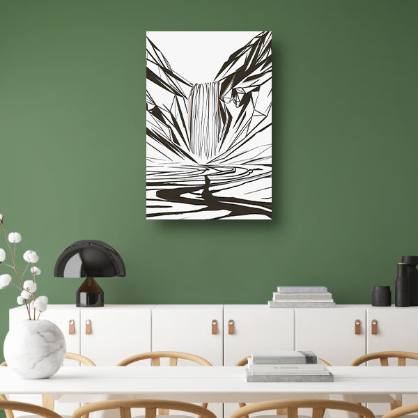 Minimalistische Abstracte Waterval in Lijnkunst poster