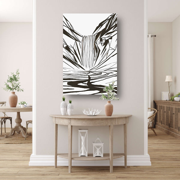 Minimalistische Abstracte Waterval in Lijnkunst poster