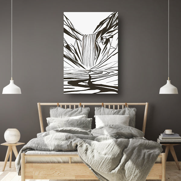 Minimalistische Abstracte Waterval in Lijnkunst poster
