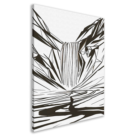 Minimalistische Abstracte Waterval in Lijnkunst canvas