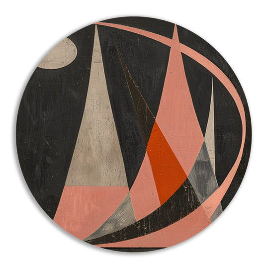 Abstract geometrisch kunstwerk met kleurrijk contrast aluminium muurcirkel