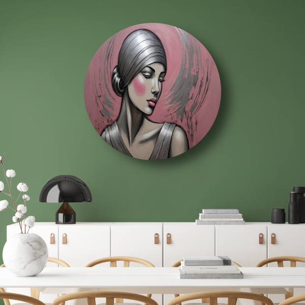Sierlijke Vrouw met Hoofddoek in Art Deco Stijl forex muurcirkel