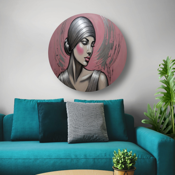 Sierlijke Vrouw met Hoofddoek in Art Deco Stijl forex muurcirkel