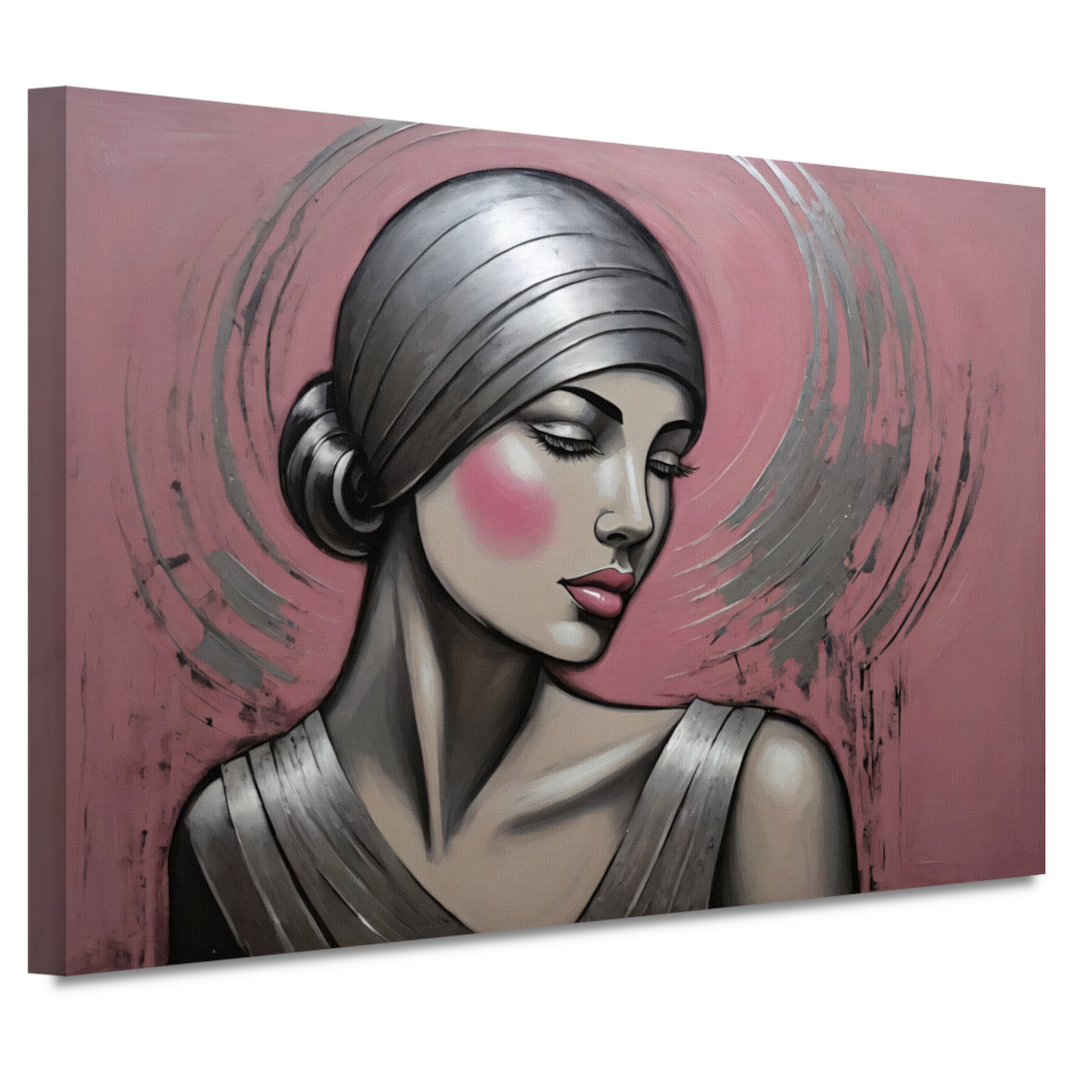 Sierlijke Vrouw met Hoofddoek in Art Deco Stijl canvas