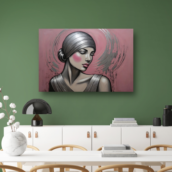 Sierlijke Vrouw met Hoofddoek in Art Deco Stijl canvas