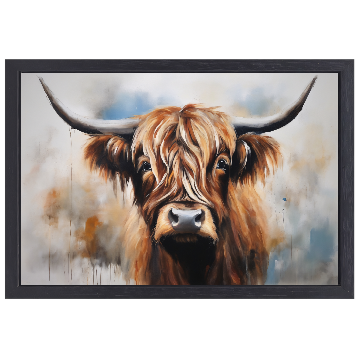Starende Schotse Hooglander in Detail canvas met baklijst