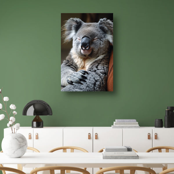 Close-up van een slapende koala canvas