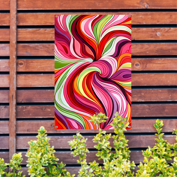 Kleurrijke abstracte wervelingen in levendige tinten tuinposter