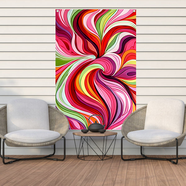 Kleurrijke abstracte wervelingen in levendige tinten tuinposter