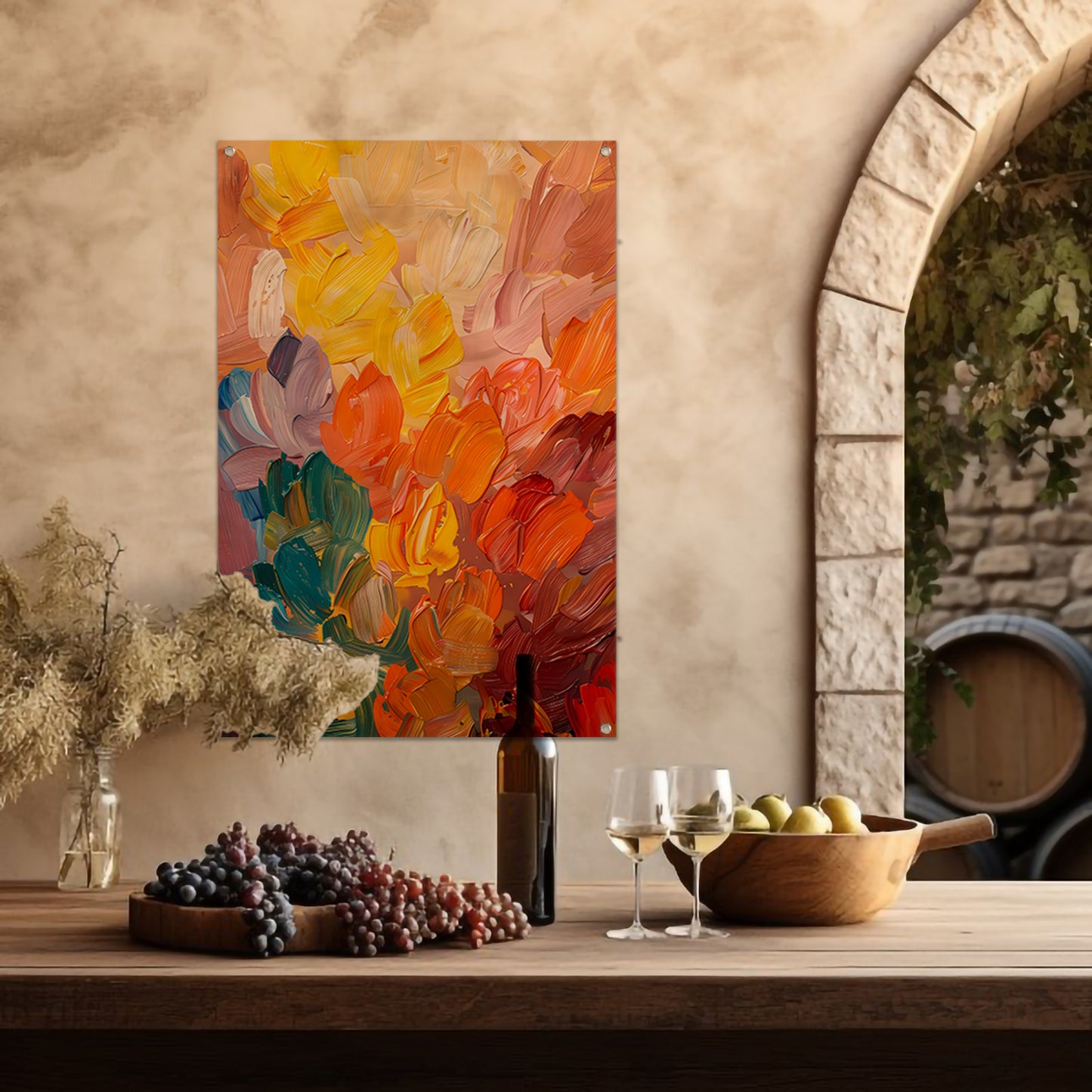 Abstract kleurrijk schilderij voor moderne interieurs tuinposter