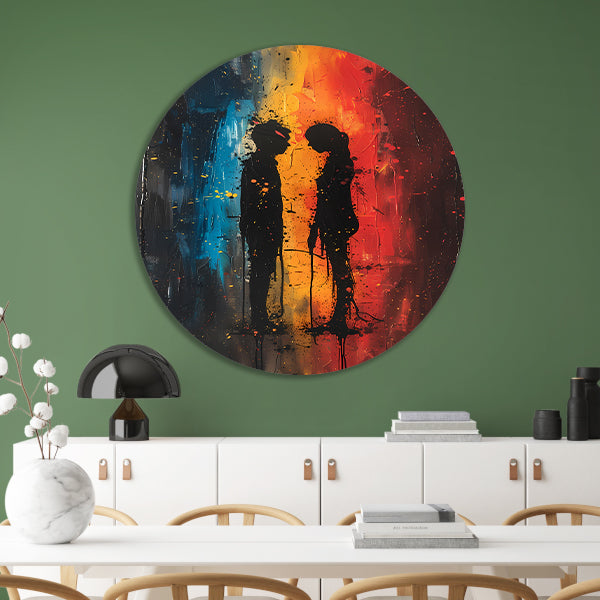 Abstract van Twee Figuren in Kleur forex muurcirkel