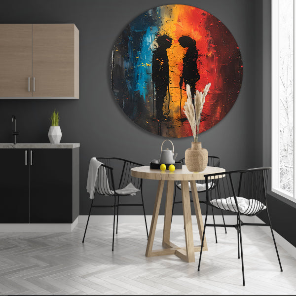Abstract van Twee Figuren in Kleur forex muurcirkel