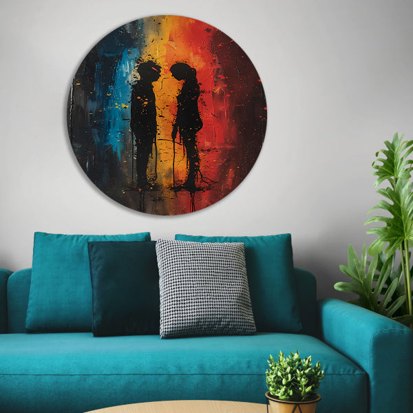 Abstract van Twee Figuren in Kleur forex muurcirkel