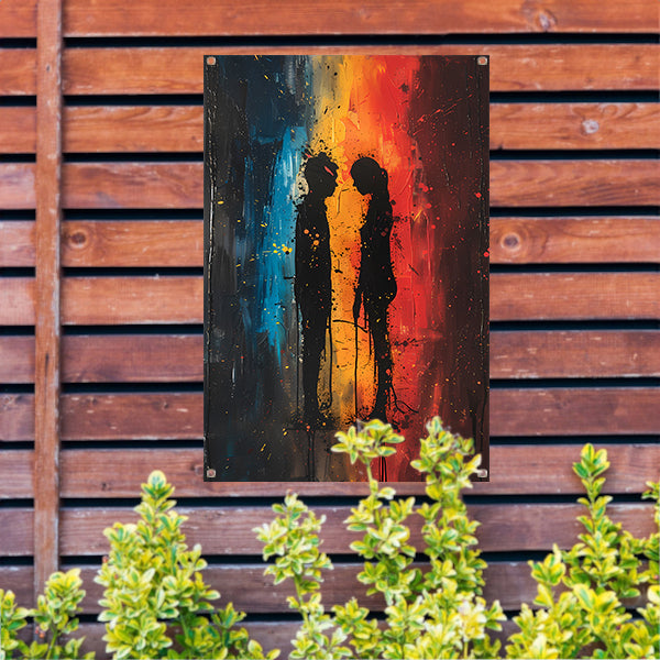 Abstract van Twee Figuren in Kleur tuinposter