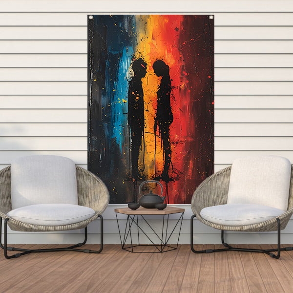 Abstract van Twee Figuren in Kleur tuinposter
