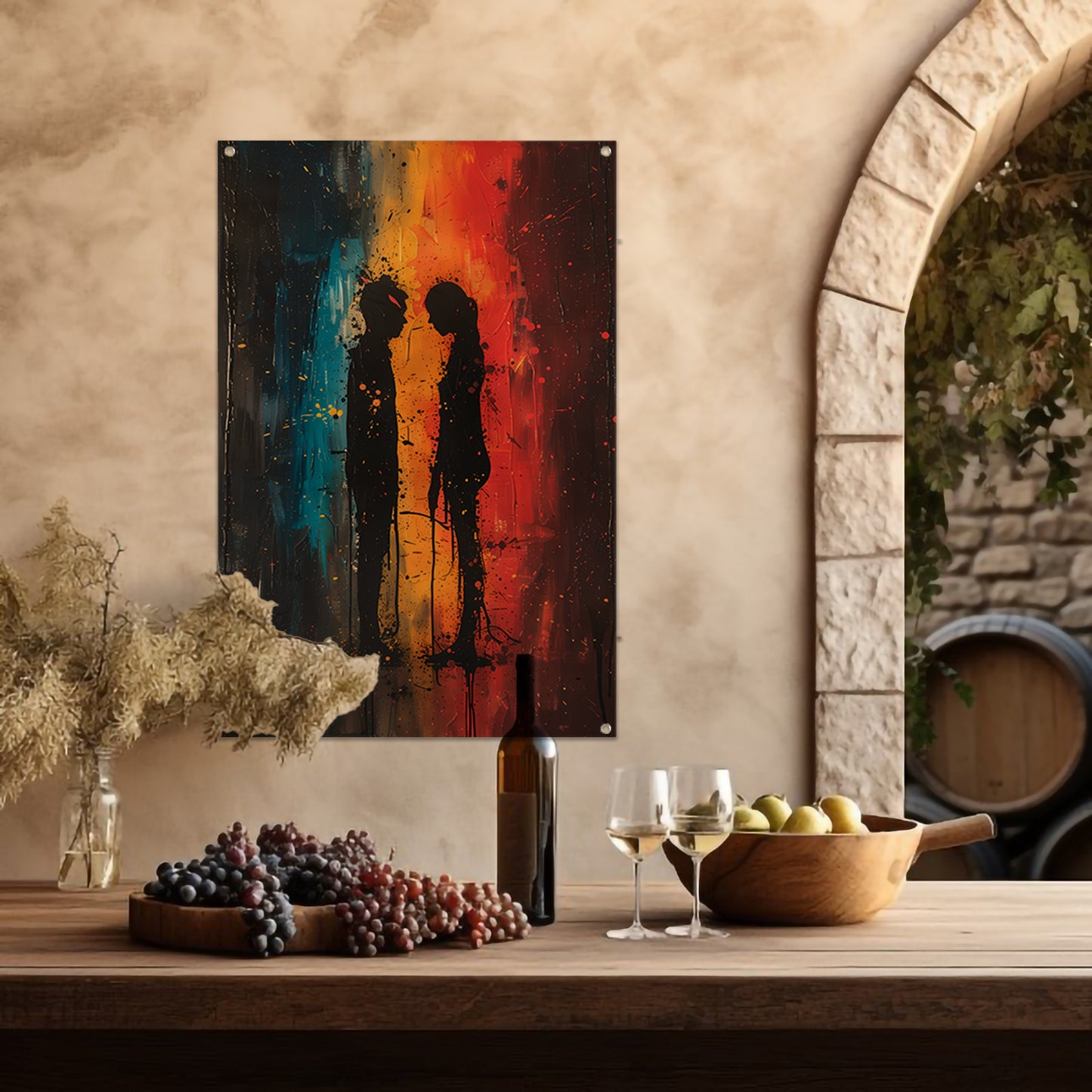 Abstract van Twee Figuren in Kleur tuinposter