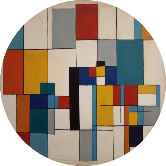 Geometric Harmony in Primary Colors aluminium muurcirkel