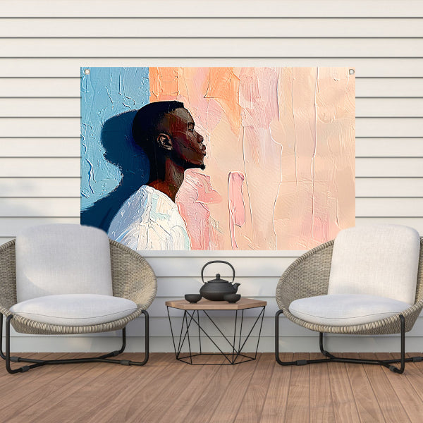 Abstract kleurrijk portret van een man tuinposter