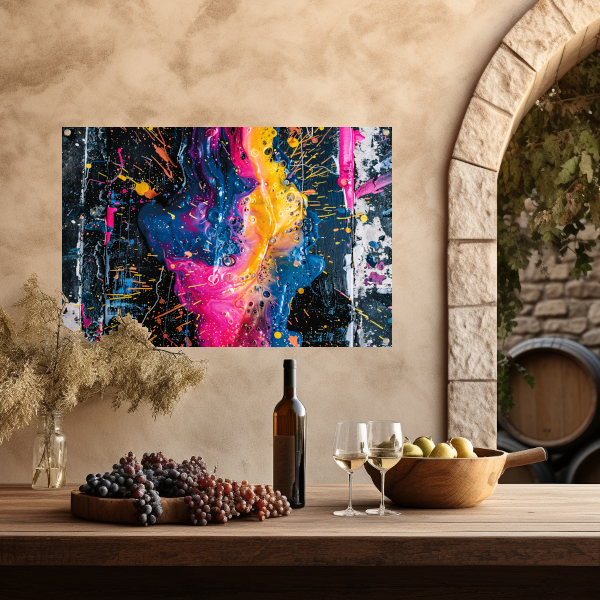 Kleurrijke abstracte kunst met spetters tuinposter