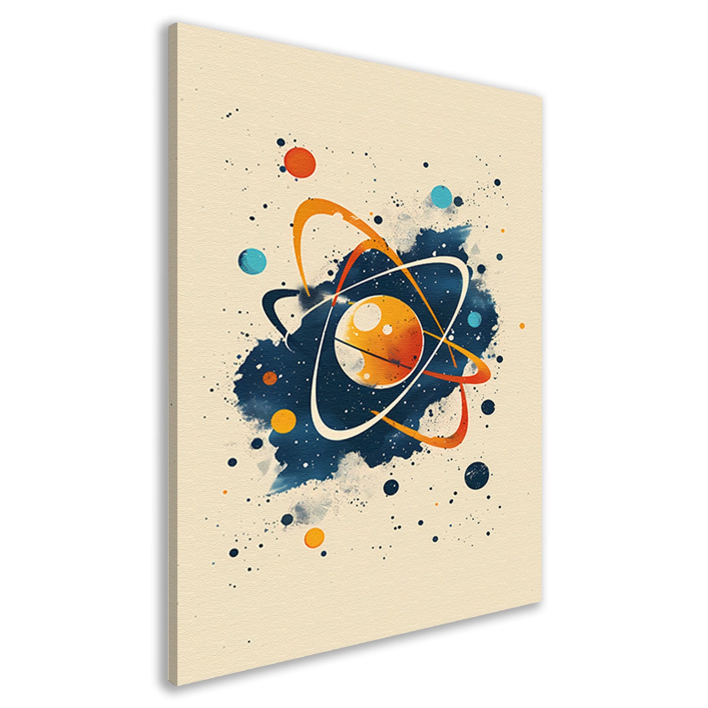 Abstract Atoom en Planeten in Kosmos canvas