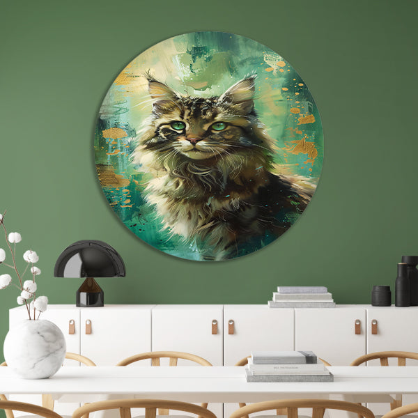Elegante kat met kleurrijke achtergrond forex muurcirkel