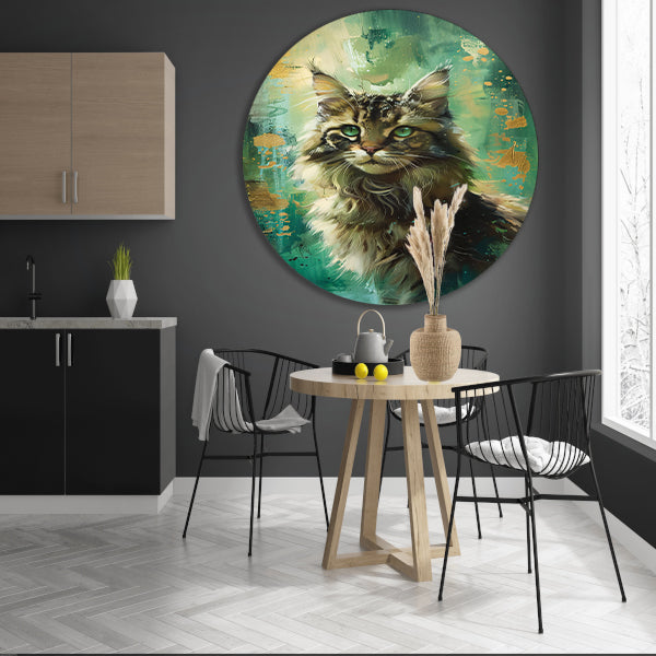 Elegante kat met kleurrijke achtergrond forex muurcirkel
