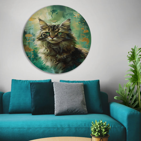 Elegante kat met kleurrijke achtergrond forex muurcirkel