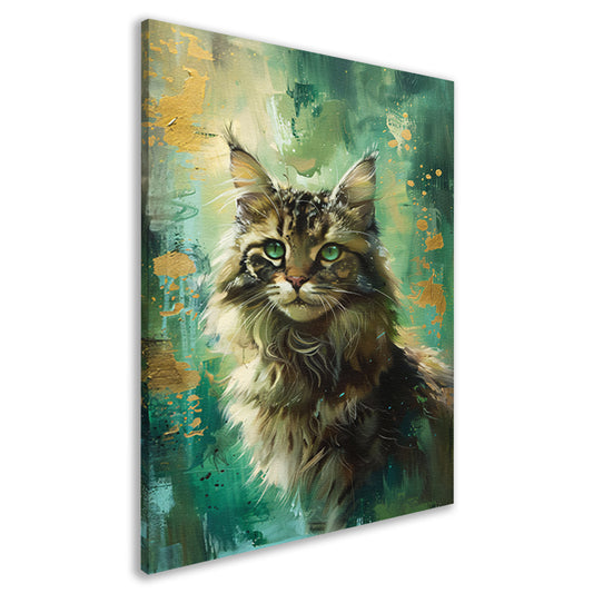 Elegante kat met kleurrijke achtergrond canvas