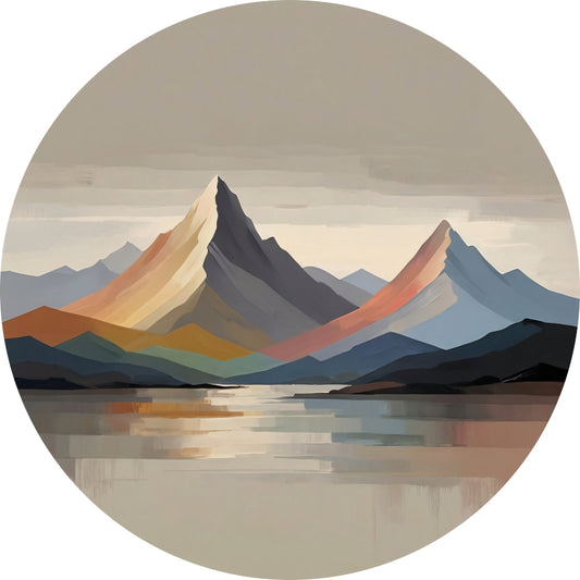 Abstracte Weerspiegeling in Berglandschap aluminium muurcirkel