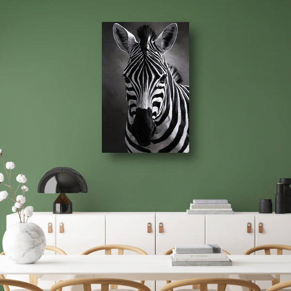 Zebra in Zwart-Wit Monochroom Portret canvas