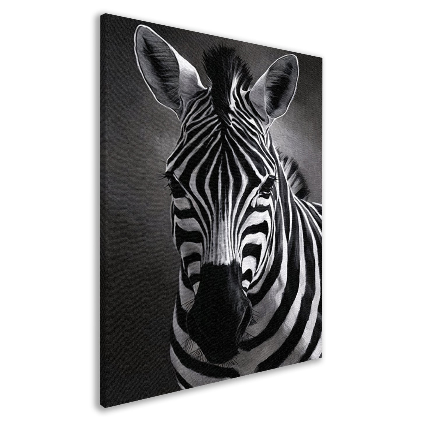 Zebra in Zwart-Wit Monochroom Portret canvas