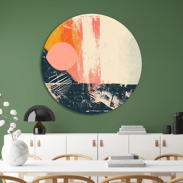 Abstracte cirkelvormen met kleurrijke texturen forex muurcirkel