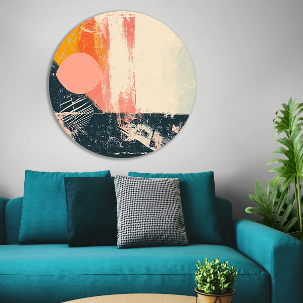 Abstracte cirkelvormen met kleurrijke texturen forex muurcirkel